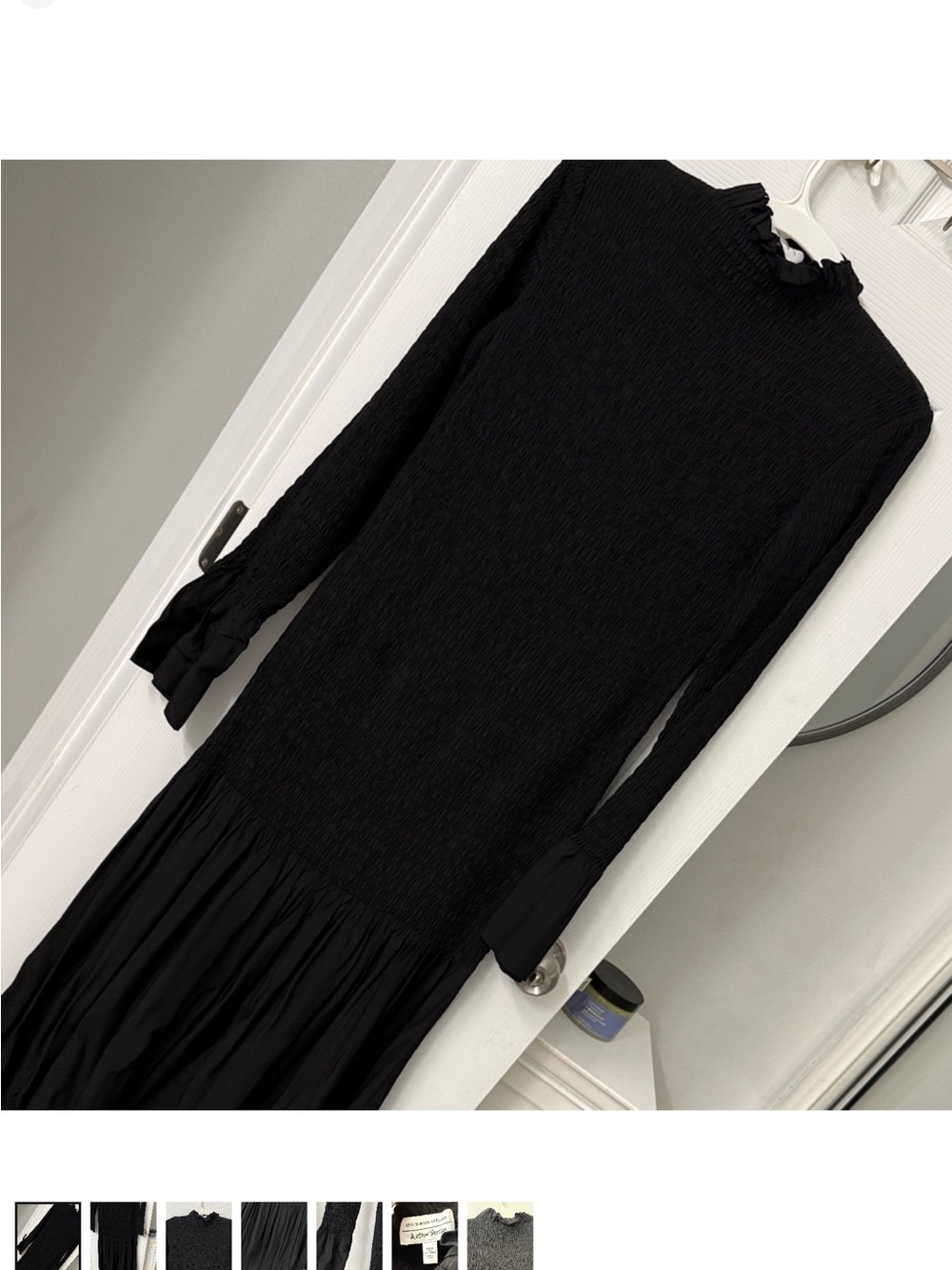 & Other Stories Black Long-Sleeve Ruffle-Neck Maxi Dress